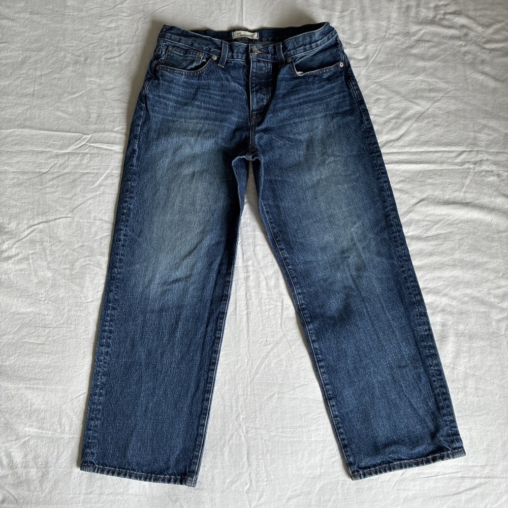 Madewell Jeans Women 28P Blue Low-Slung Button Fly Straight Leg Denim